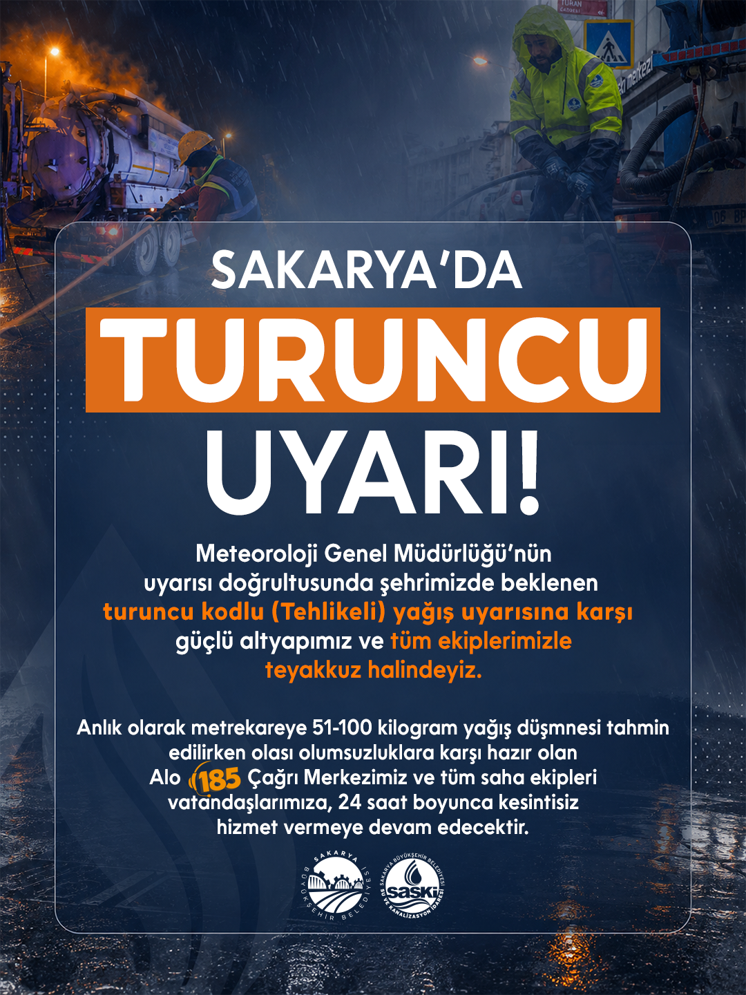 Sakarya İçin Turuncu Kodlu Uyarı