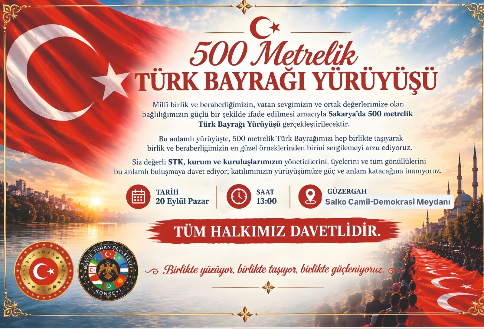 Sakarya tek yürek: 500 metrelik dev Türk Bayrağı yürüyüşü geliyor!