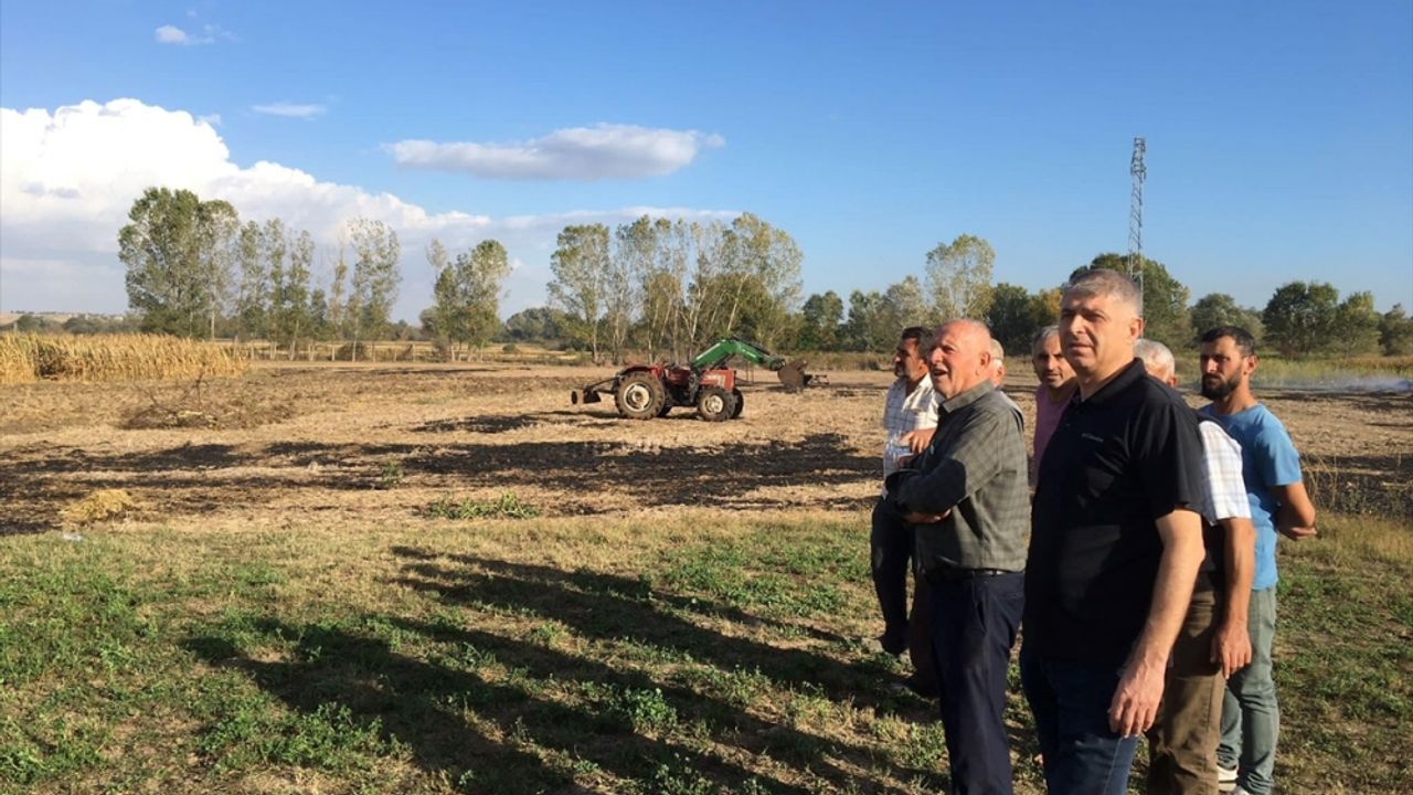 Edirne Tarım ve Orman Müdürü Bayazıt, yangında zarar gören çiftliği ziyaret etti