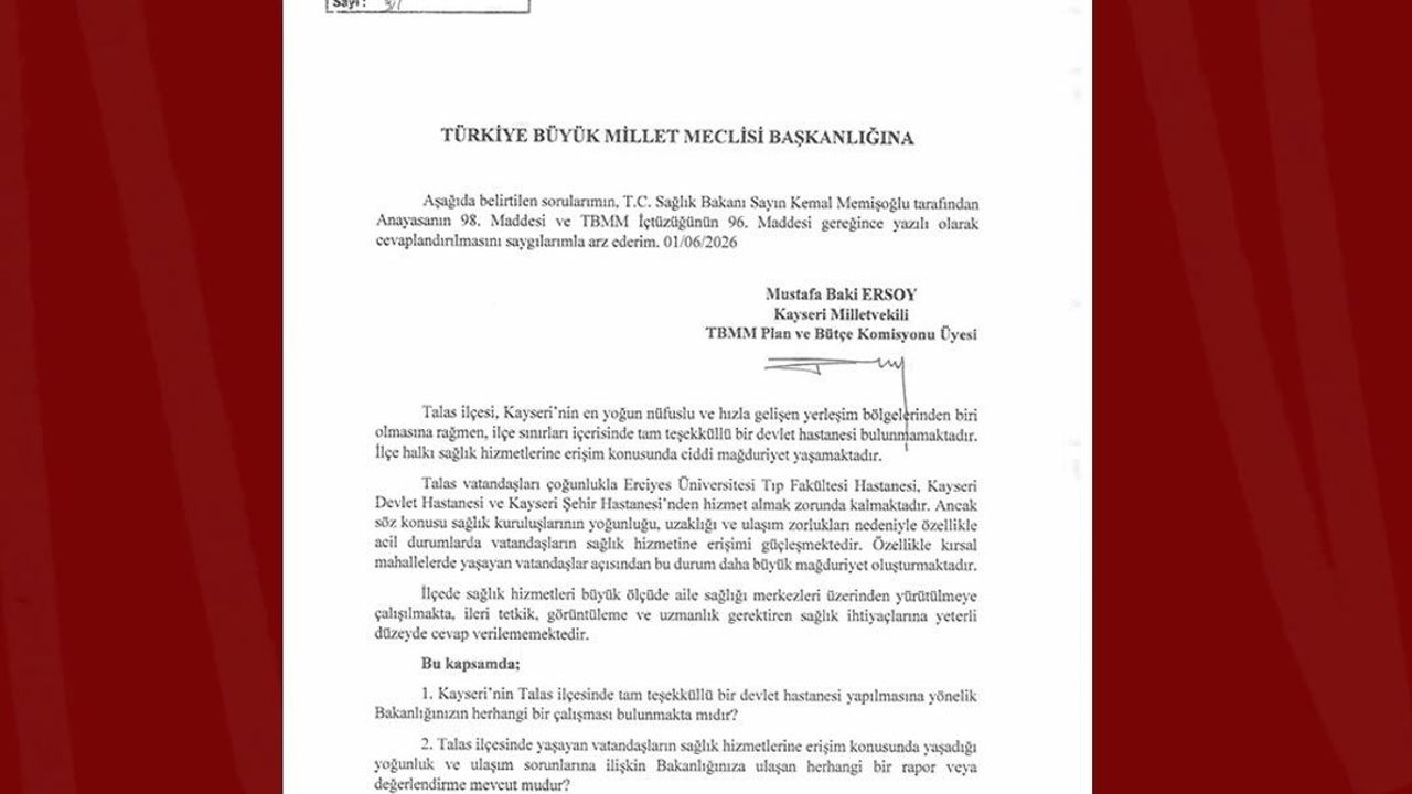 Baki Ersoy, Talas Devlet Hastanesi talebini meclis gündemine