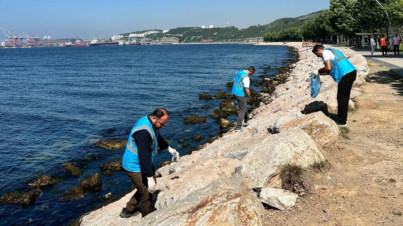 Dilovası'nda Marmara Denizi için sahil temizliği yapıldı