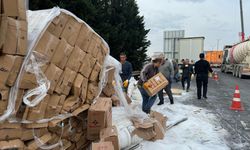 Anadolu Otoyolu'nun Kocaeli kesiminde devrilen tır ulaşımı aksattı