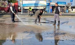 Ayvalık'ta su baskınından etkilenen bölgede temizlik çalışması sürüyor