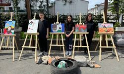 Ortaokul öğrencileri Gazze'deki insanlık dramını tuvale aktardı