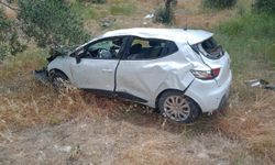 Ayvacık'ta zeytinliğe devrilen otomobilin sürücüsü yaralandı