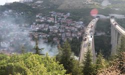 Anadolu Otoyolu'nda otomobilde çıkan yangın ulaşımı aksattı
