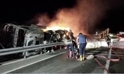 Edirne'de yanan pamuk yüklü tırın sürücüsü yaralandı