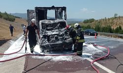Yalova'da kaza sonrası yanan kamyonet kullanılamaz hale geldi