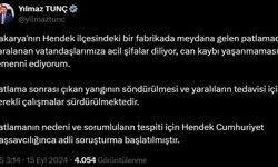 Adalet Bakanı Tunç: “Patlamanın sebebi ve sorumluların tespiti için adli soruşturma başlatılmıştır”