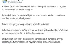 Emine Erdoğan: "Ateşkes kararı, Filistin halkının onurlu direnişinin ve yıllardır süregelen mücadelesinin bir nefes aralığıdır"