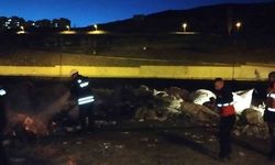 Kars’ta seyir halindeki kamyonette yangın
