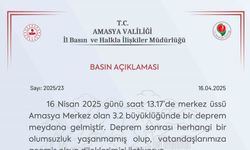 Amasya Valiliği’nden 3.2 depremle ilgili açıklama: "Bir olumsuzluk yok"