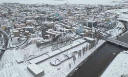 Beyaza bürünen Ardahan havadan görüntülendi