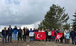 Bin 900 rakımlı dağın zirvesinde Türk Bayrağı açtılar