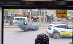 Şanlıurfa’da kamyon ile çarpışan otomobil ters döndü