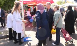 Tekirdağ'da pazara gelen vatandaşların "kiloları kontrol" edildi