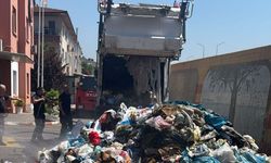 Yalova'da çöp kamyonu sürücüsü, yanmaya başlayan aracını itfaiyeye götürdü