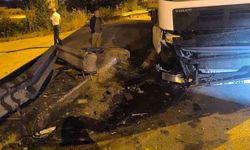 Bolu'da kontrolden çıkan tır bariyerlere çarptı