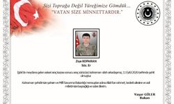 Bakan Güler'den Iğdır'daki kazada şehit olan asker için başsağlığı mesajı