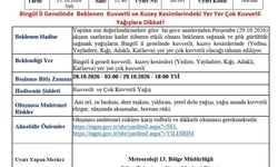 Meteorolojiden Bingöl için kuvvetli yağış uyarısı