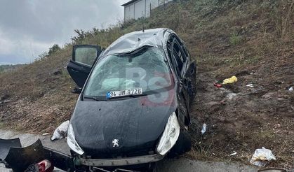 Kontrolden çıkan otomobil kanala düştü!