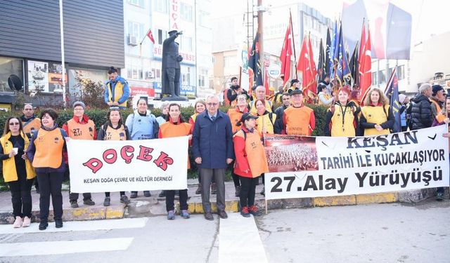 57. Alay yürüyüşçüleri Keşan’dan Çanakkale’ye geçti