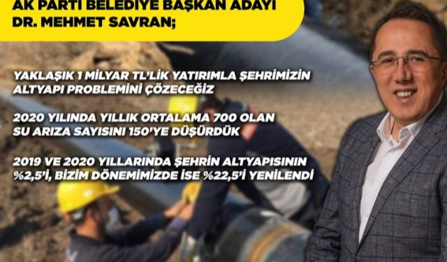 Savran: “Şehrimizin altyapı problemini çözeceğiz”