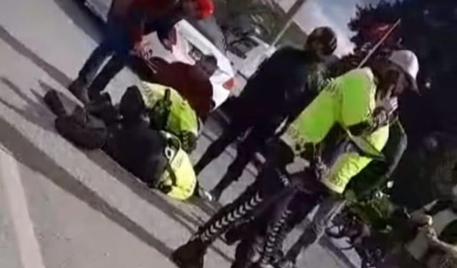 Çevirme yapan trafik polisine motosikletle çarpıp, kaçtı