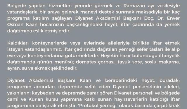 "Depremzedeye makarna" haberine Diyanet İşleri Başkanlığı’ndan sert yanıt