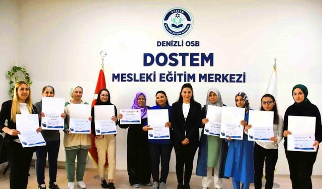 Dikiş makineciliğini öğrenen 11 kadın Denizli OSB’deki firmalarda istihdam edildi