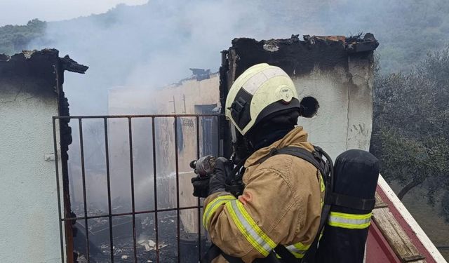 Erdek’te zeytinliğin içindeki evde yangın çıktı