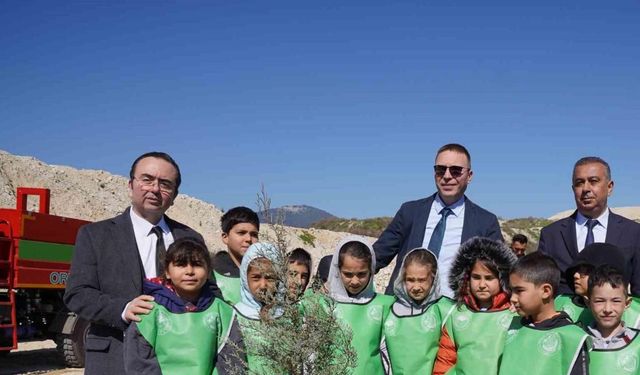 Eski maden sahasına öğrenciler bin 500 fidan dikti