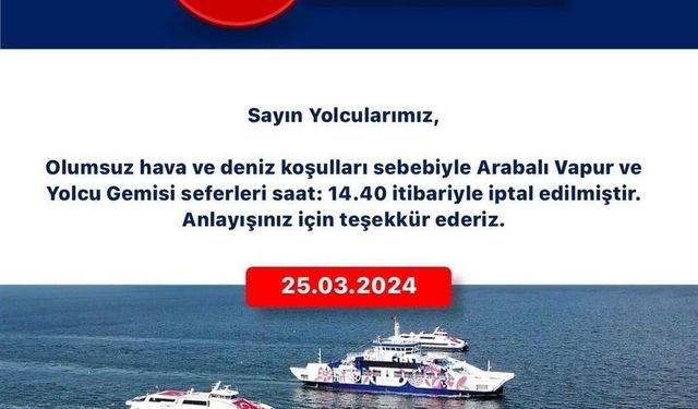 İzmir’de vapur seferleri iptal edildi