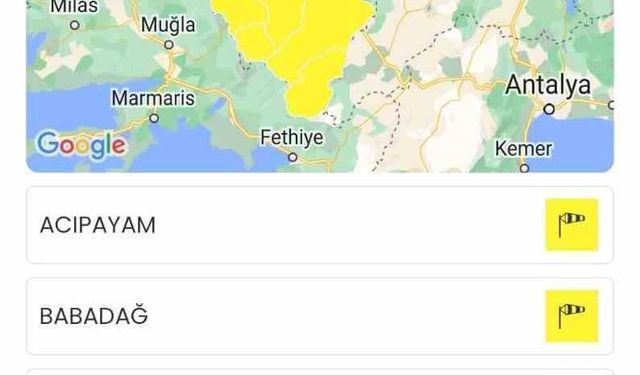 Meteoroloji Denizli için sarı uyarı verdi