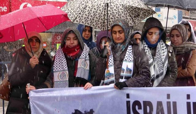 Van’daki sağlık çalışanlarından kar yağışı altında Gazze için ’sessiz protesto’