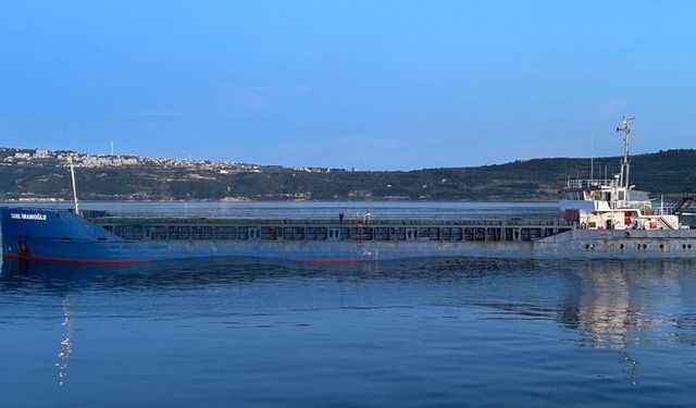 Çanakkale Boğazı'nda makineleri arızalanan gemi Karanlık Liman Demir Sahası'na çekildi