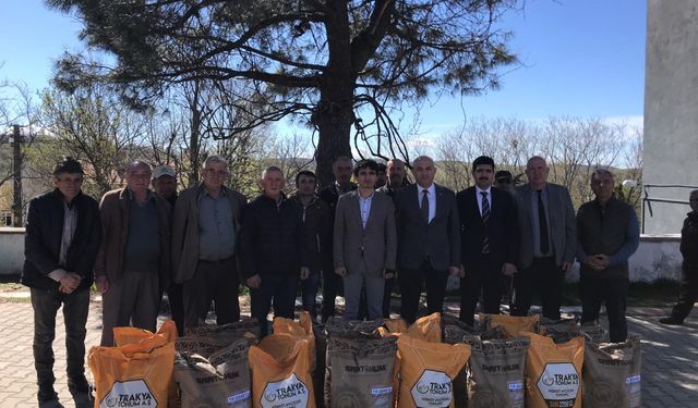 Kofçaz'da çiftçilere yerli hibrit ayçiçeği tohumu dağıtıldı