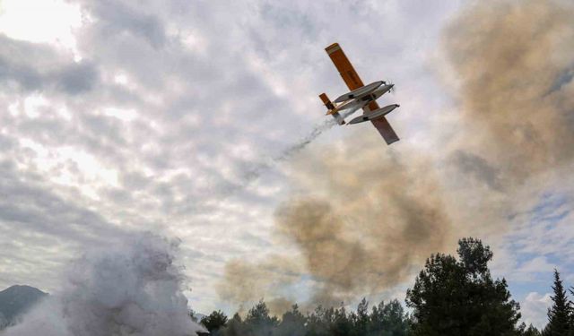 Antalya’da nefes kesen orman yangını tatbikatına 2 sikorsky helikopter ve 3 uçak destek verdi