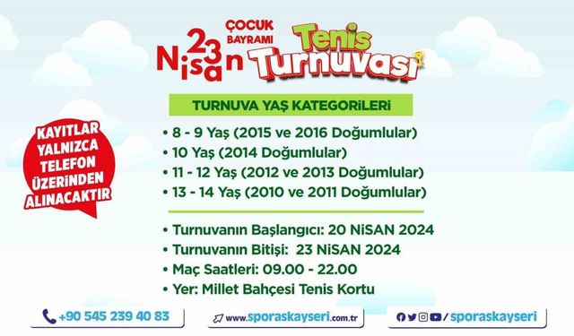 Büyükşehir’in Yeni Tenis Kortu’nda 23 Nisan’a özel turnuva