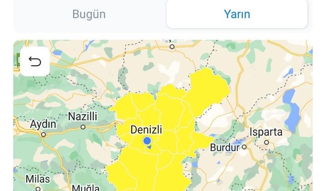 Denizli için kuvvetli lodos uyarısı