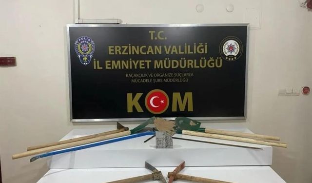 Erzincan’da kaçak kazı yapan 5 kişi suçüstü yakalandı