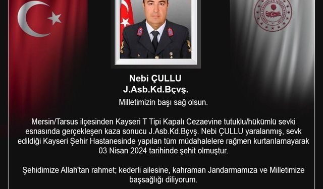 İçişleri Yerlikaya’dan kazada şehit olan asker için taziye mesajı