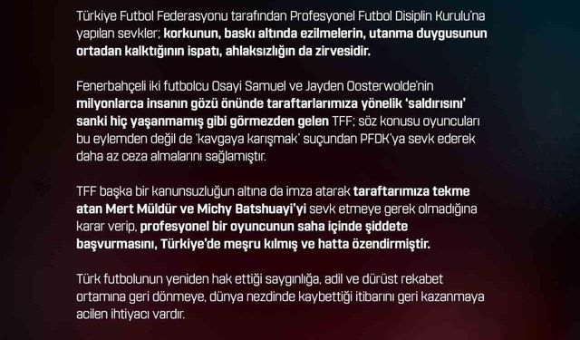 Trabzonspor’dan PFDK sevklerine sert tepki