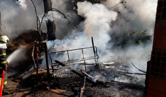 Kocaeli'de çıkan yangında 300 balya saman yandı