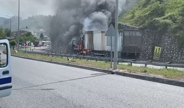 Düzce - Akçakoca yolunda tır alev aldı