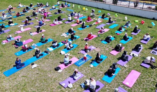 Yoga yaparak stres attılar