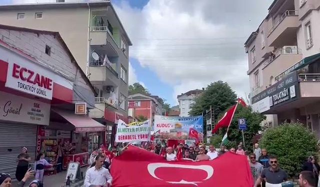 Beykozlu yüzlerce vatandaş Filistin için yürüdü