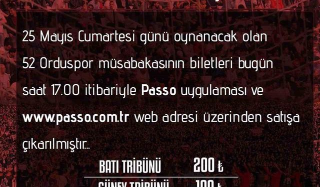 Elazığspor-52 Orduspor maçı biletleri satışta