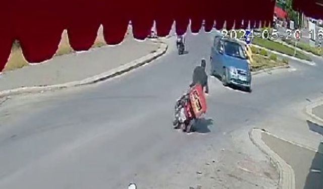 Motosikletlinin ölümden döndüğü anlar güvenlik kamerasında