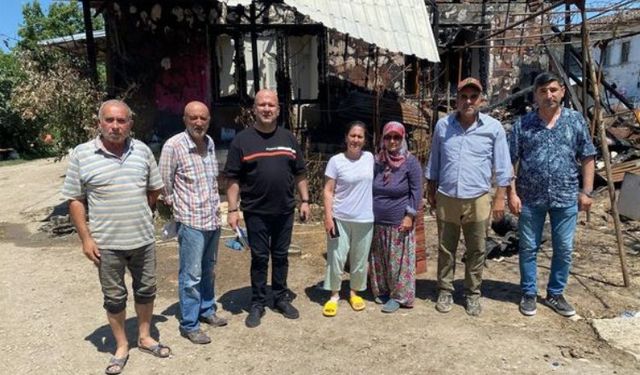 Bursa Yenişehir'de evi yanan aileye CHP'li üyelerden 'geçmiş olsun' ziyareti